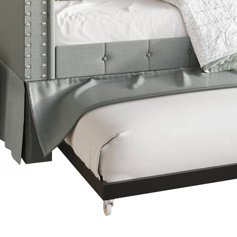 CraftPorch Twin Size Chesterfield Daybed In Linen With Trundle