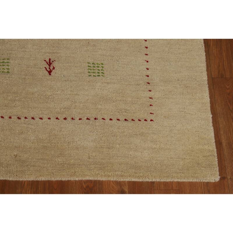 Hand Knotted Oriental 100% Wool Carpet Tribal Tribal Beige & Ivories Gabbeh Area Rug - 7' 9'' X 5' 7''