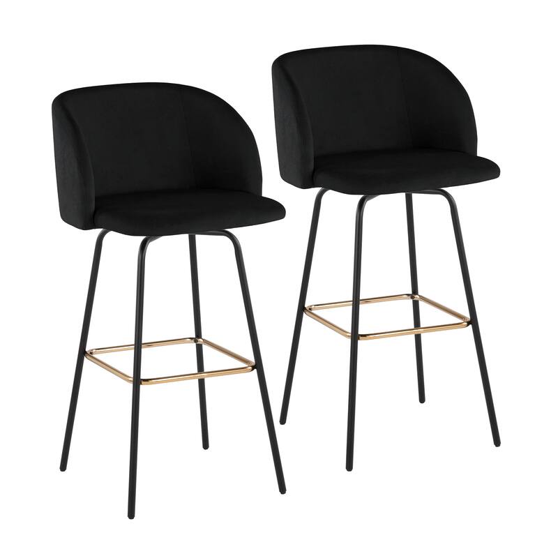 Silver Orchid Harding 30" Fixed-Height Swivel Bar Stool with Metal Legs (Set of 2)