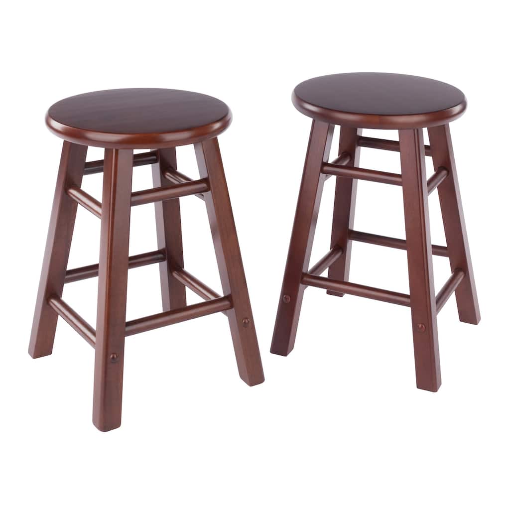 Element 2-Pc Square Legs Dining Stool Set, Walnut Finish - N/A