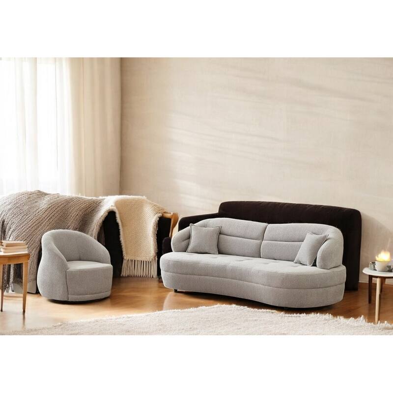 Softy 2 Pieces Living Room Sets 1 Sofa 1 Chair - Cream