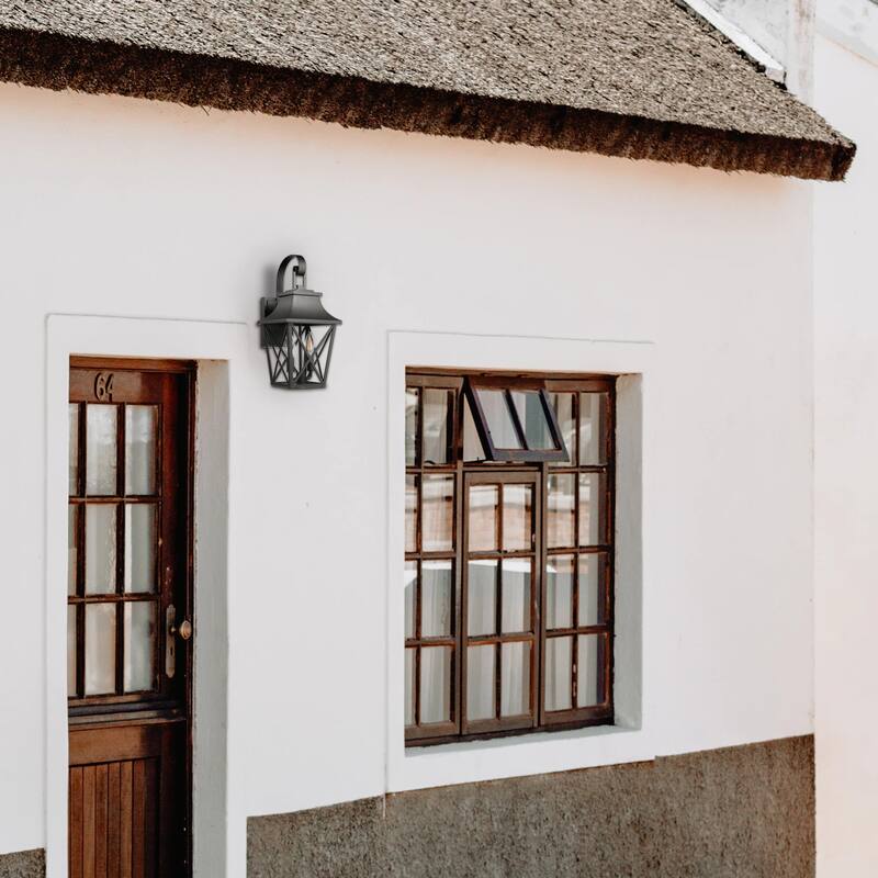 Anmytek Black Outdoor Wall Lantern 2-Light Waterproof Modern Exterior Wall Sconce 2 Pack