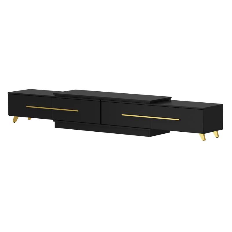 13.1"H Extendable Designs TV Stand with 4 Storage Drawer Black/White