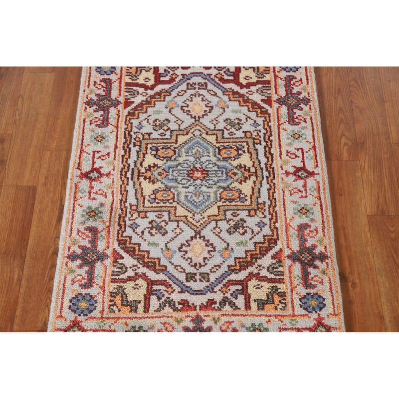 Light Blue Heriz Serapi Oriental Area Rug Handmade Wool Carpet - 2'0"x 3'0"