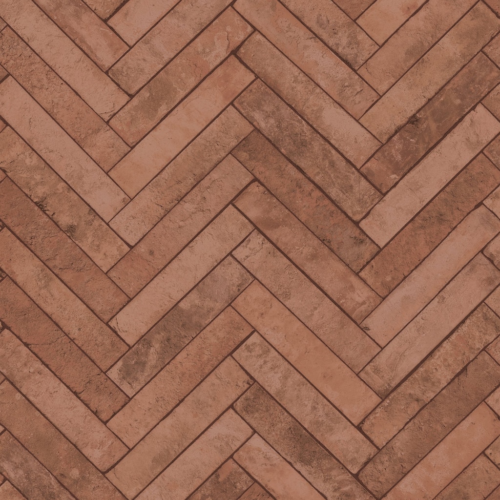Galerie Wallcoverings Bricks and More Collection Herringbone Brick Matte Finish Vinyl on Non-woven Wallpaper Roll