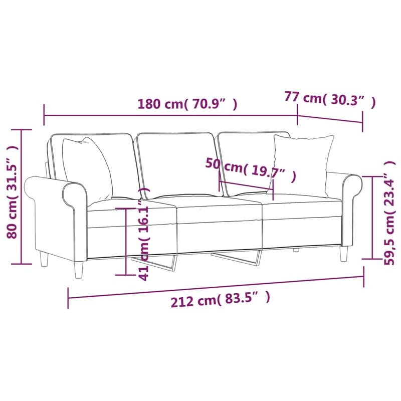 vidaXL Sectional Sofa Couch with Pillows and Cushions for Living Room Fabric