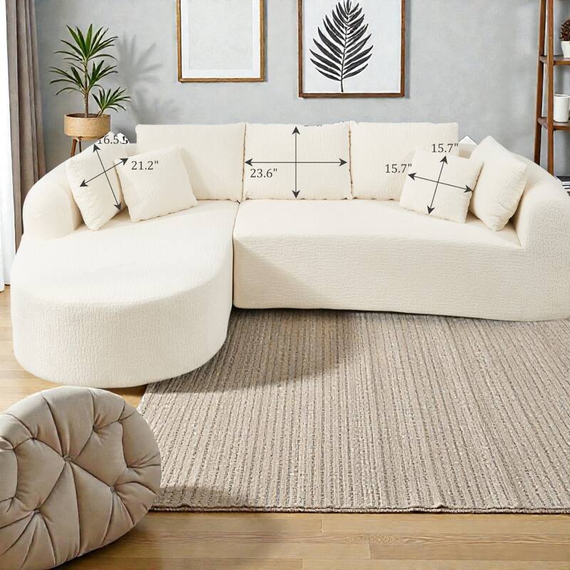 109" Cloud Sectional Couch, Boneless L-Shaped Sofa with Chaise, Corduroy Upholstery, Memory Foam