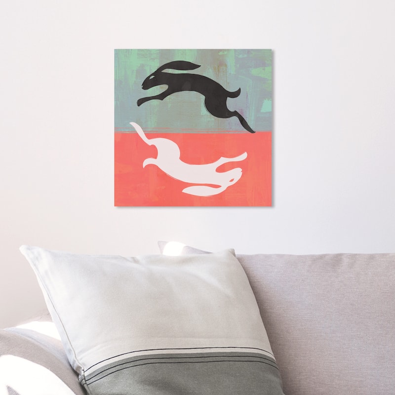 Wynwood Studio 'Usagi' Animals Wall Art Canvas Print Farm Animals - Orange, Black - 12 x 12