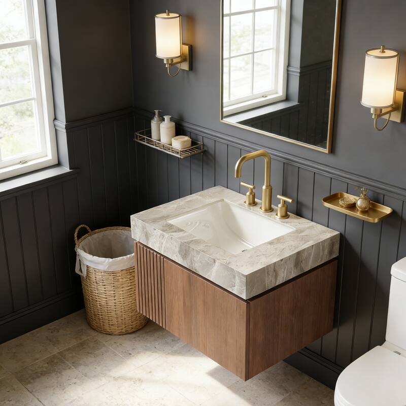 Floating Bathroom Vanity with 3 Pre-drilled Faucet Holes