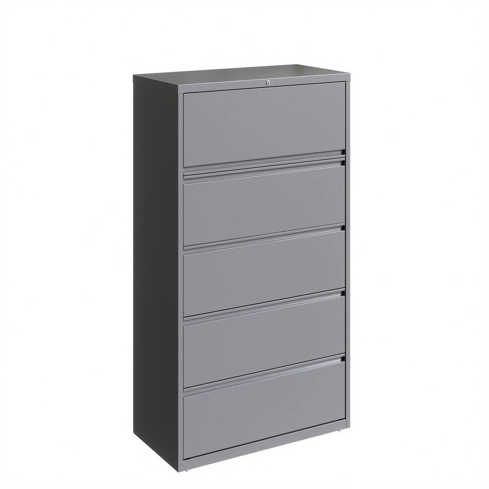 Hirsh 36-in Wide HL10000 Series 5 Drawer Lateral File Cabinet with Posting Shelf and Roll-Out Binder Storage, White