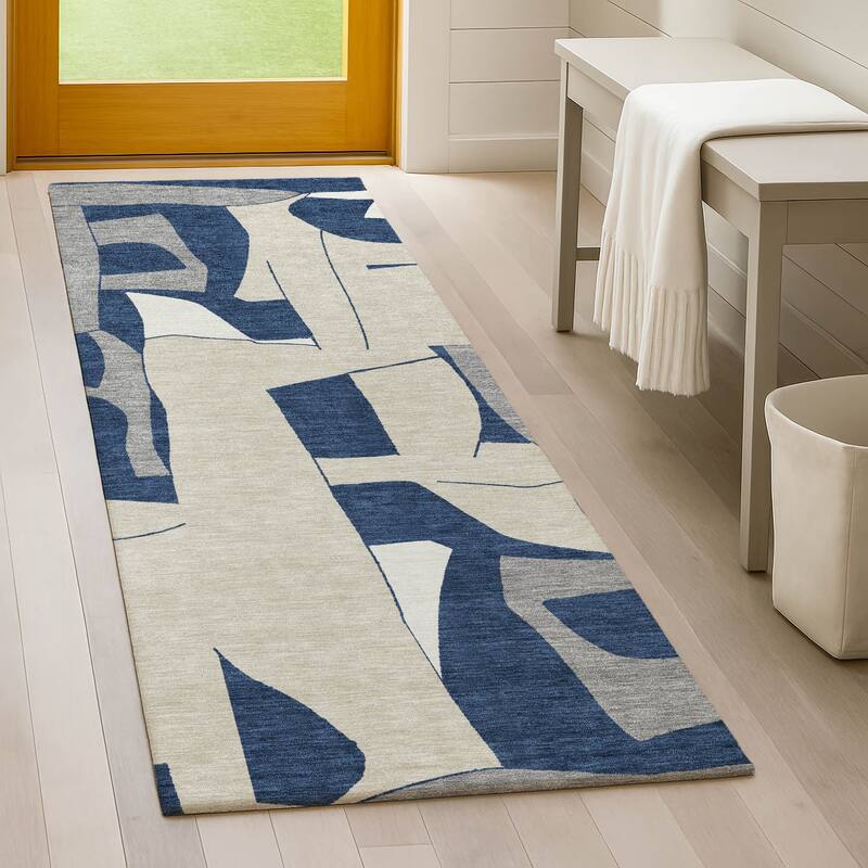 Machine Washable Indoor/ Outdoor Modern Crestone Chantille Rug