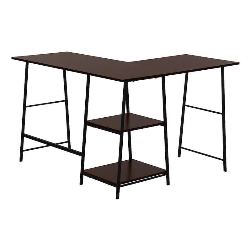 Computer Desk, Home Office, Corner, Storage Shelves