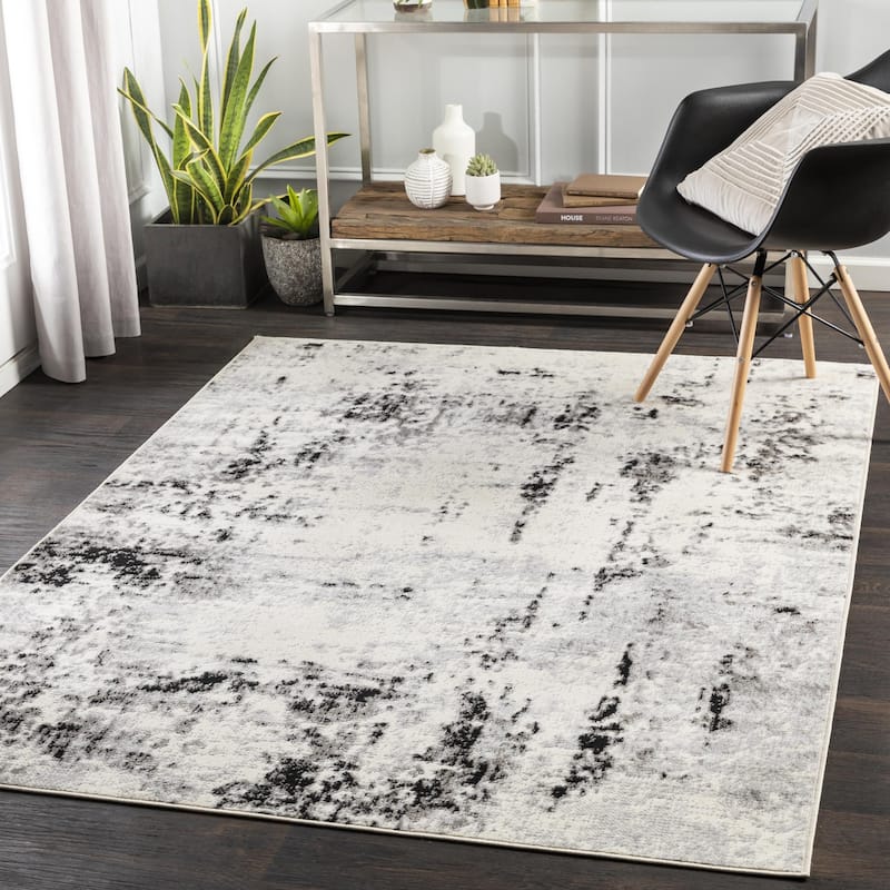 Livabliss Pisa Minimalist Abstract Area Rug - 6' 7" x 9' - Charcoal