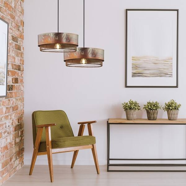 slide 2 of 13, Geralyn River of Goods Oxidized Copper-Colored Round-Shaped Pendant Lamp - 12" x 12" x 6"/65"