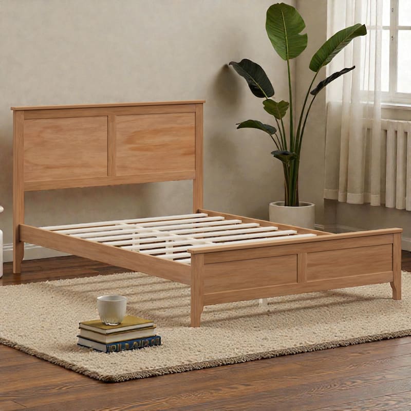 Modern Solid Wood Platform Bed Frame with Wooden Slats Support, No Box Spring Needed, Full Queen King
