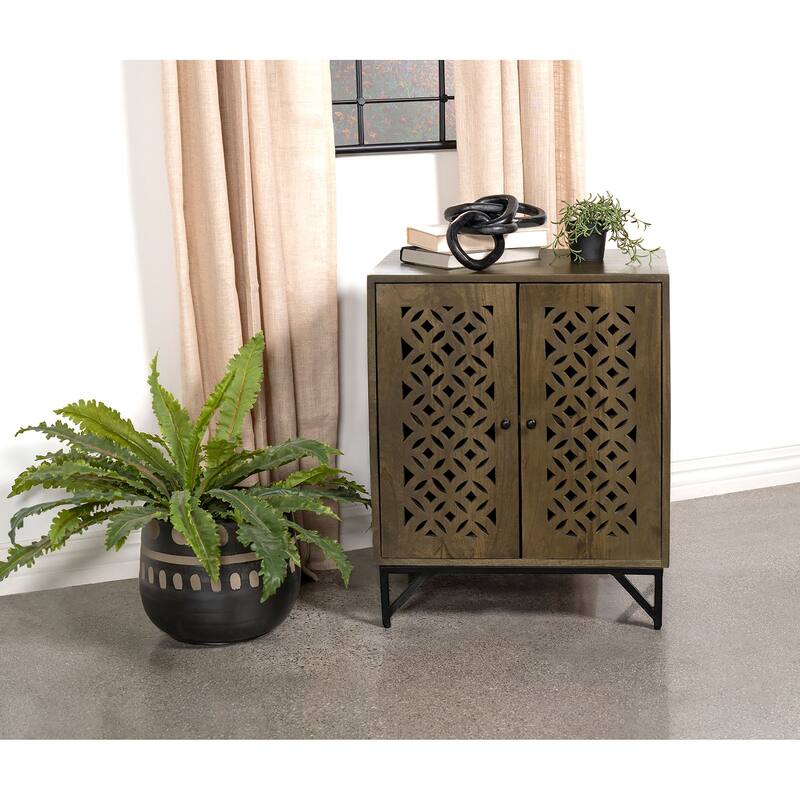 Zaria 2-door Wooden Accent Cabinet Brown