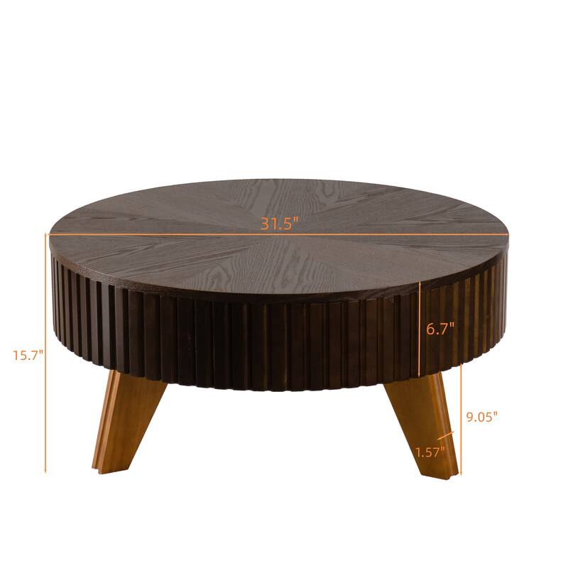Retro Round Retro Coffee Table with 3 Legs for Living Room