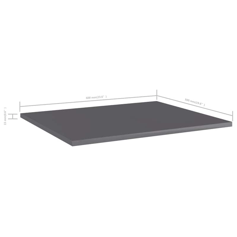 vidaXL Bookshelf Boards 8 pcs High Gloss Gray 23.6"x19.7"x0.6" Chipboard