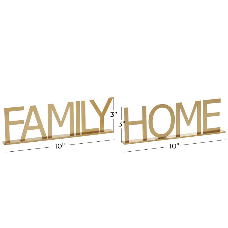 Metal Family, Home Home Decorative Sign - Set of 2 Gold - Roche River Decor