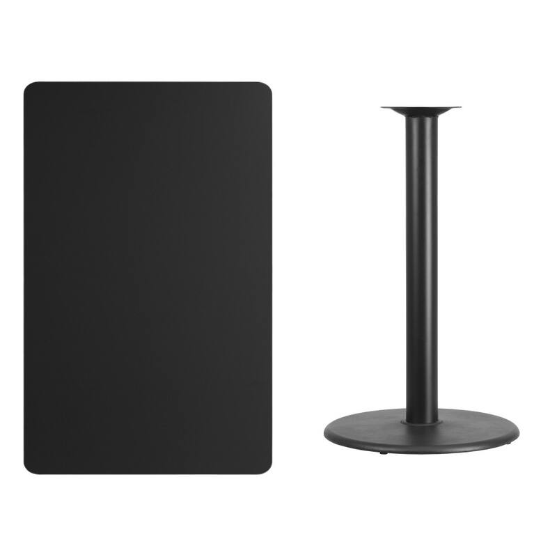 30'' x 48'' Rectangular Laminate Table Top with 24'' Round Bar Height Table Base - 30"W x 48"D x 43.125"H