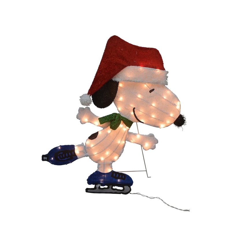 32" Peanuts LED L2D PreLit Yard Decor Sport Snoopy Skating