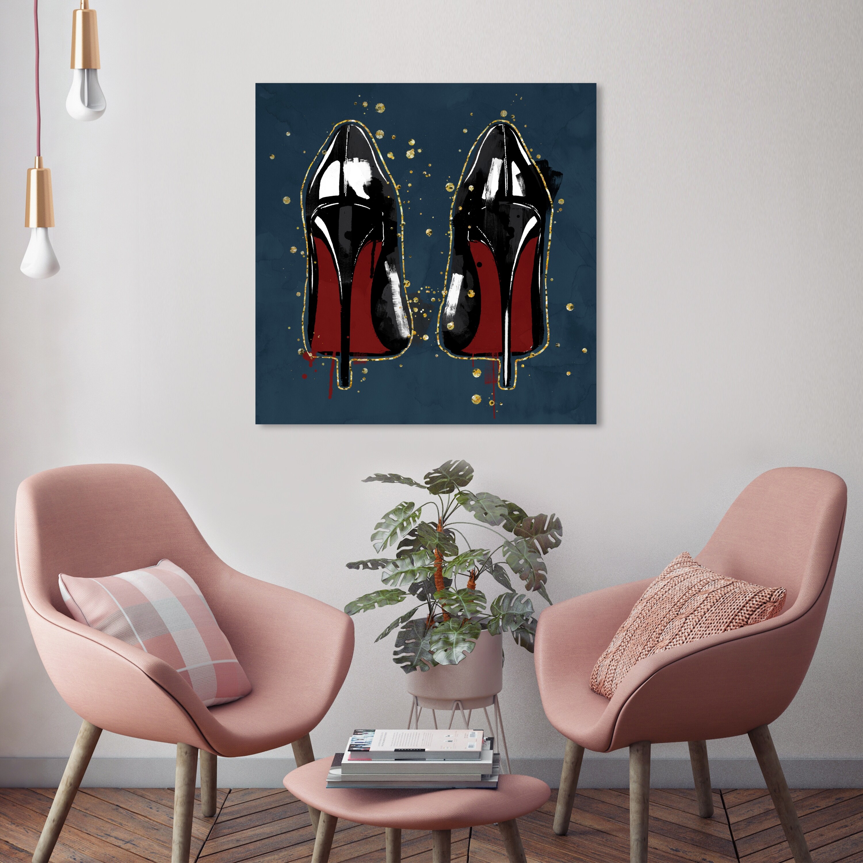 Oliver Gal Painted Heels Navy Fashion and Glam Wall Art Canvas