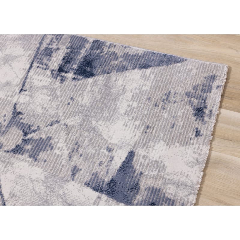 Alpine Rug Co. London Blue Cream Grey Soft Abstract Indoor Area Rug