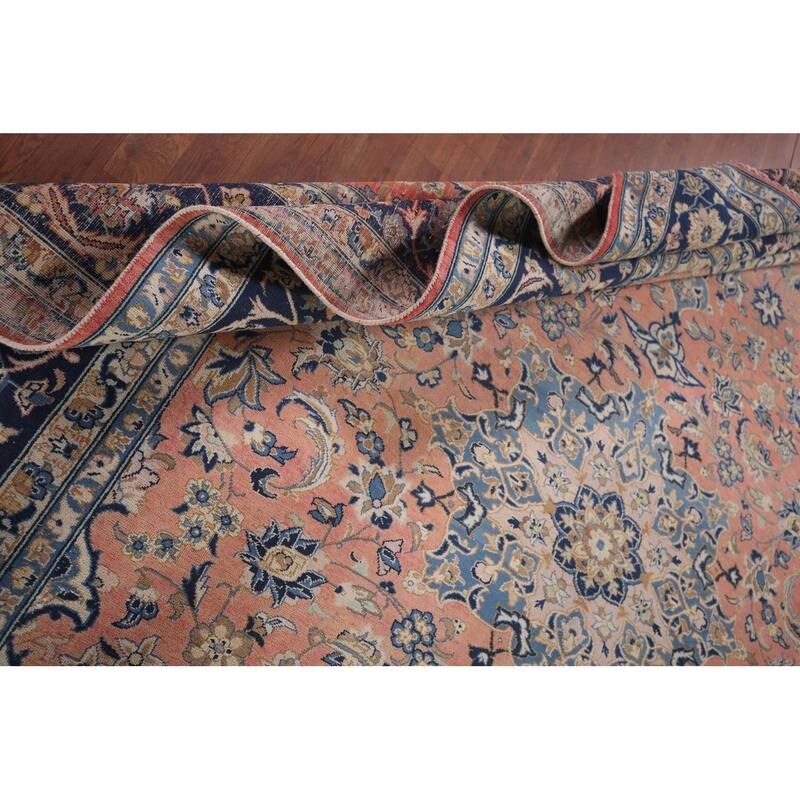 Traditional Pink Najafabad Persian Vintage Rug Handmade Wool Carpet - 9'6"x 13'0"