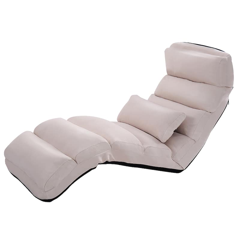 Costway Folding Lazy Sofa Chair Stylish Sofa Couch Beds Lounge Chair - Beige