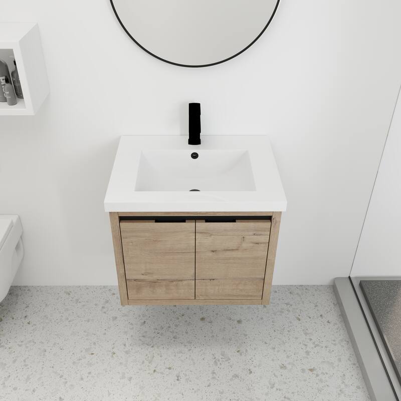 Bathroom Cabinet With Sink,Soft Close Doors,Float Mounting Design,24 Inch For Small Bathroom