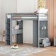 preview thumbnail 4 of 8, Twin Size Eye-catching Design Loft Bed with large shelves, writing desk and LED Light, Maximum Storage Space, Gray