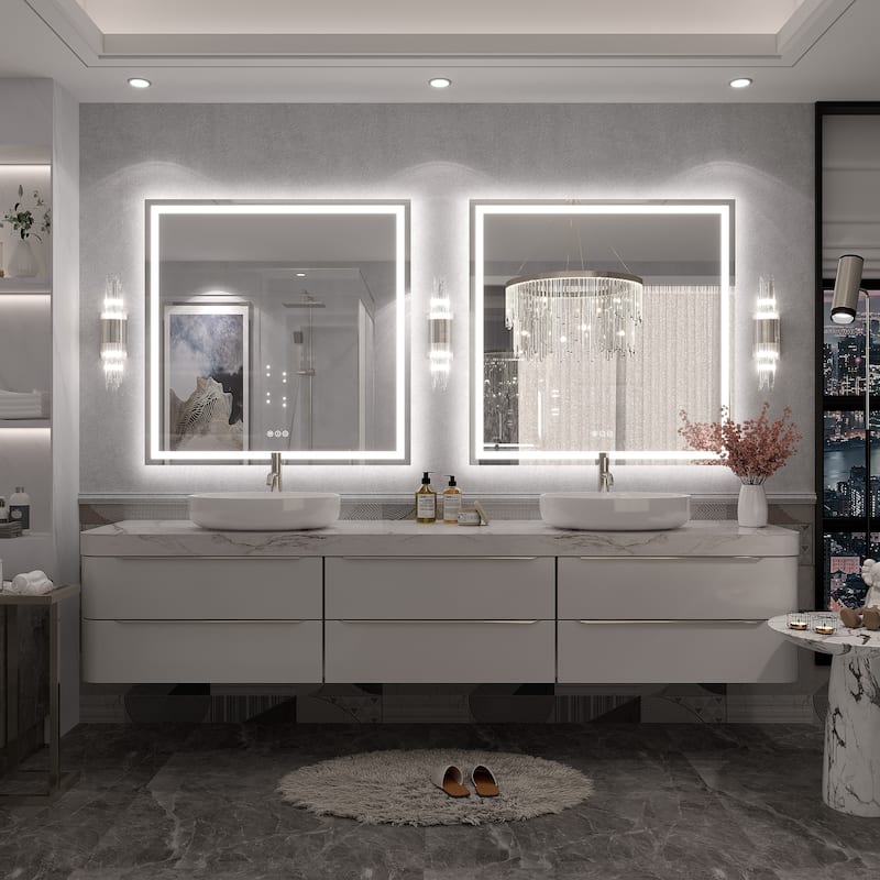 Large LED Bathroom Mirror with UL Listed, Front and Backlit, Anti-Fog