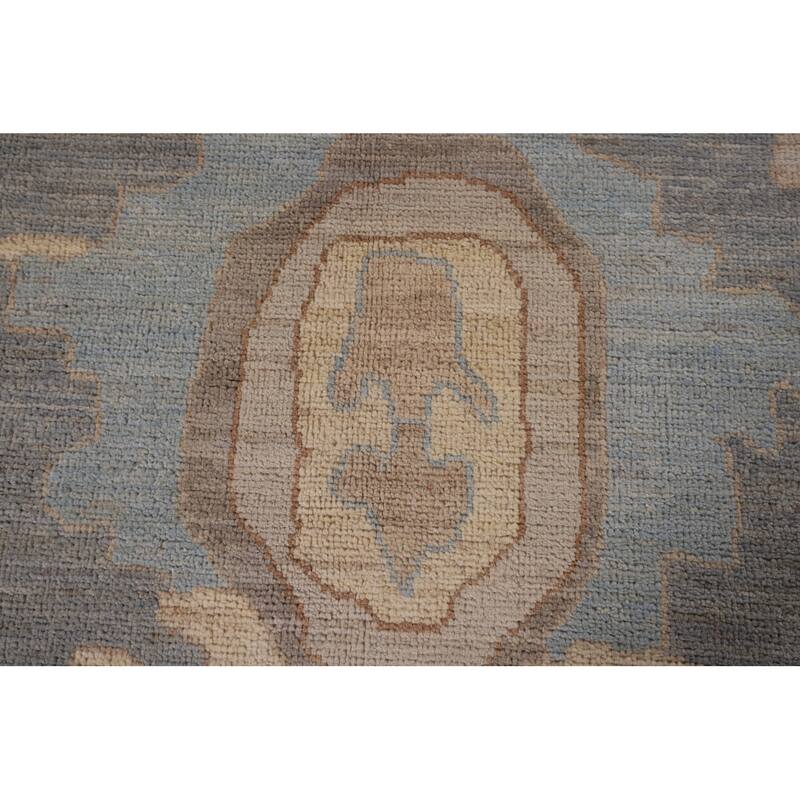 Floral Vegetable Dye Oushak Turkish Area Rug Hand-Knotted Wool Carpet - 9'1" x 11'8"