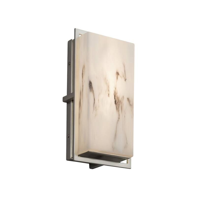 Justice Design LumenAria Avalon Brushed Nickel ADA LED Small Outdoor Wall Sconce, Faux Alabaster Shade - Brushed Nickel