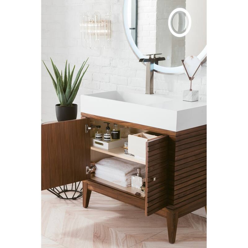 James Martin Vanities Linear 36" Single Vanity, Mid Century Walnut