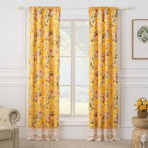 Barefoot Bungalow Finley Bordered Curtain Panel (set of 2) - 84 inches L