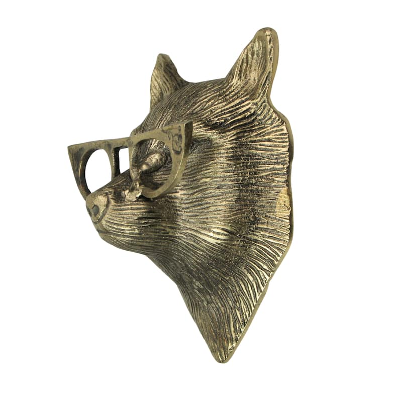 Gold Fox Head Wall Hanging With Spectacles Whimsical Animal Decor,