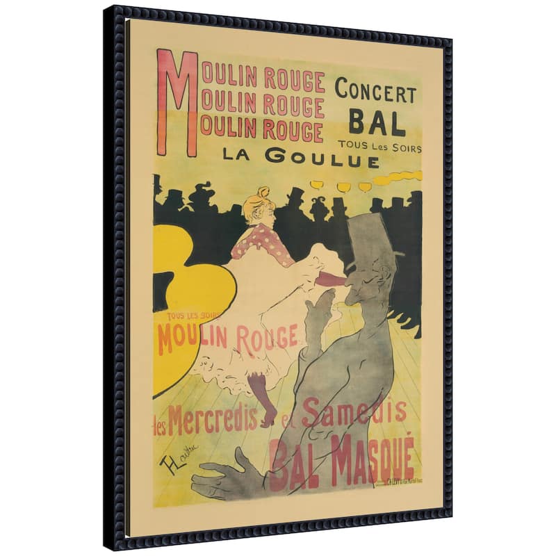 Kate and Laurel Moulin Rouge La Goulue 1891 by The Art Institute of Chicago Framed Canvas Wall Art Print - 18 x 24 - Black