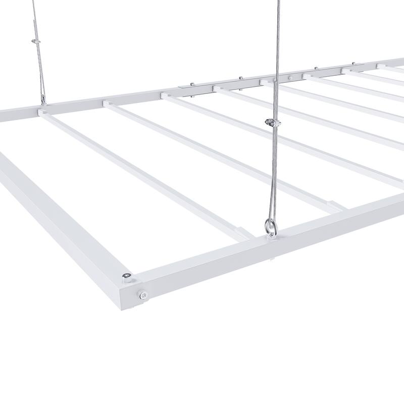 Roomfitters Overhead Garage Storage Rack 3x6 FT, Crank Down Ceiling Organizer for 10-12 FT Garages, 270lb Lift, White