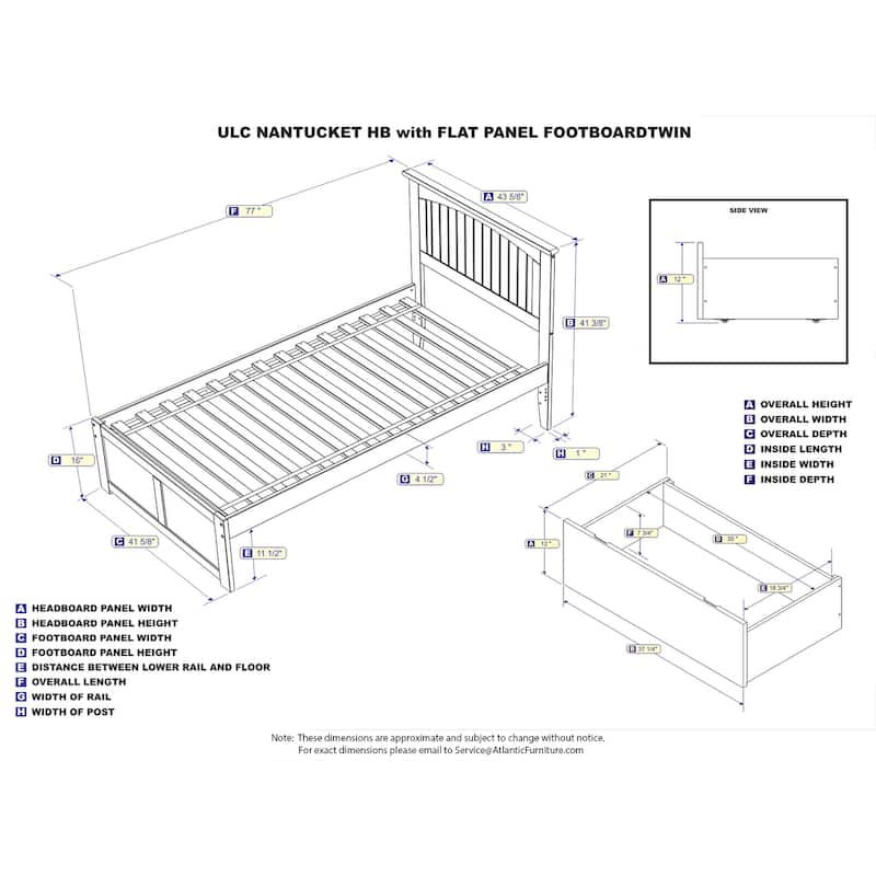Platform Bed - Storage Bed with Flat Panel Footboard & USB Charger