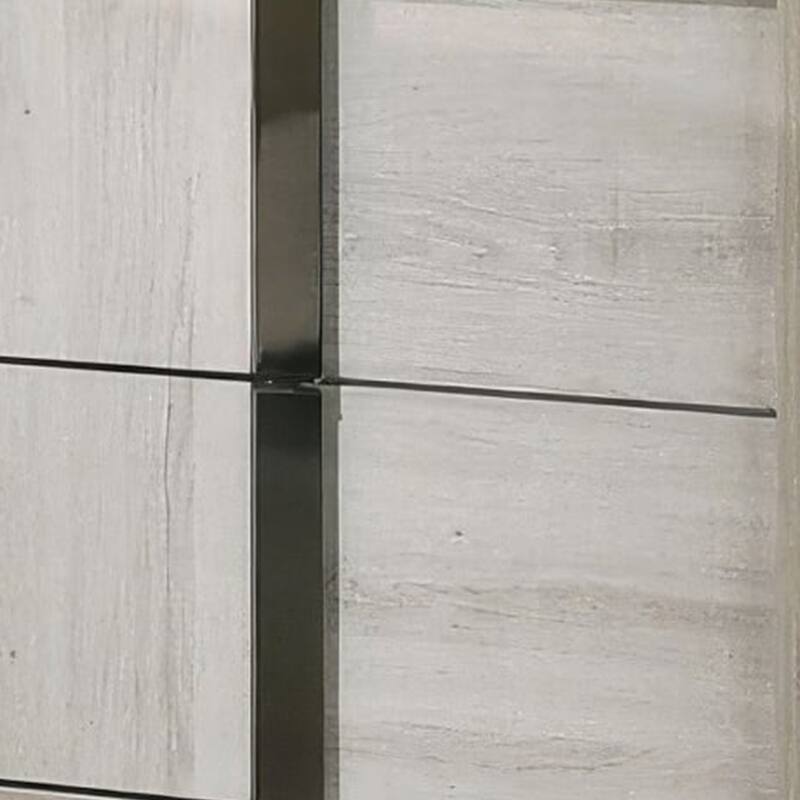 Hyao Nightstand, 26 Inch, 2 Drawers, Chrome Handles, White Wash Veneer