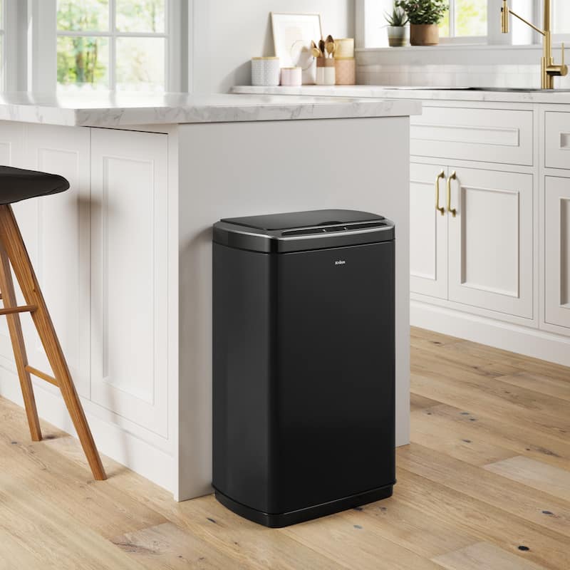 KRAUS GarbagePro Touchless Motion Sensor Stainless Steel Trash Can - Matte Black