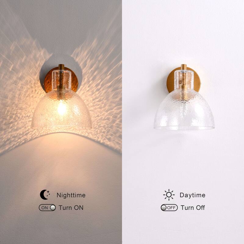 Alda 1 Light Brushed Brass Clear Glass Bowl Shade Wall Sconce