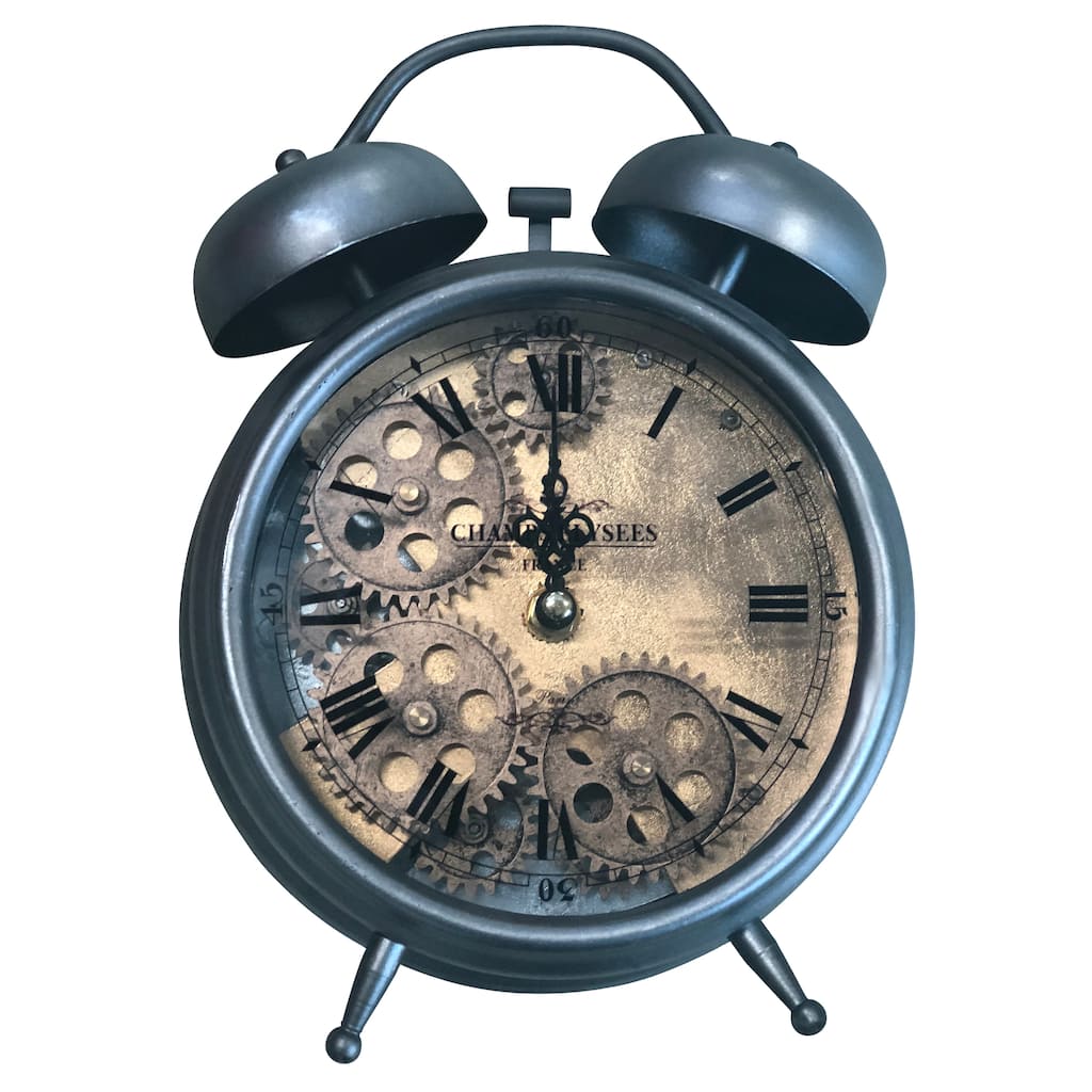 Yosemite Home Decor Brass Gear II Table Top Clock - 10 x 7.5 x 3