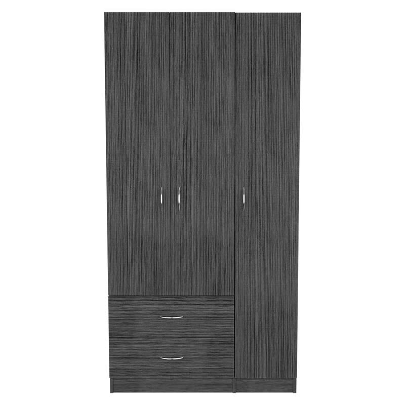 Austral 3 Door Armoire with Drawers, Shelves, and Hanging Rod