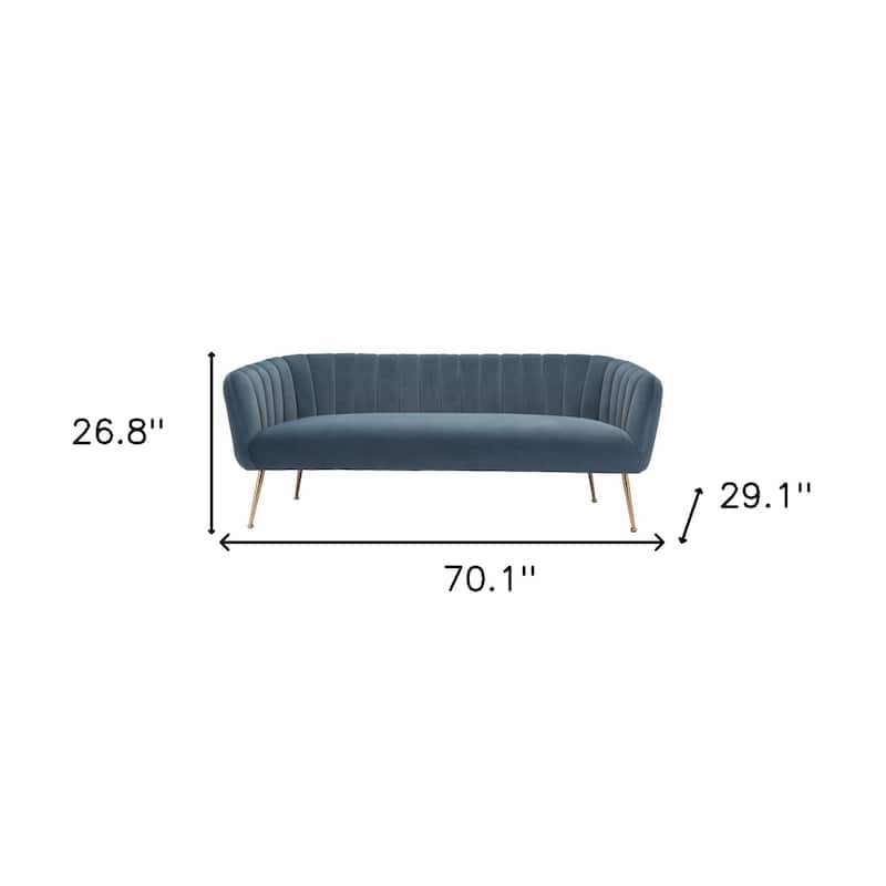 HomeRoots 70" Beige Velvet Sofa With Gold Legs