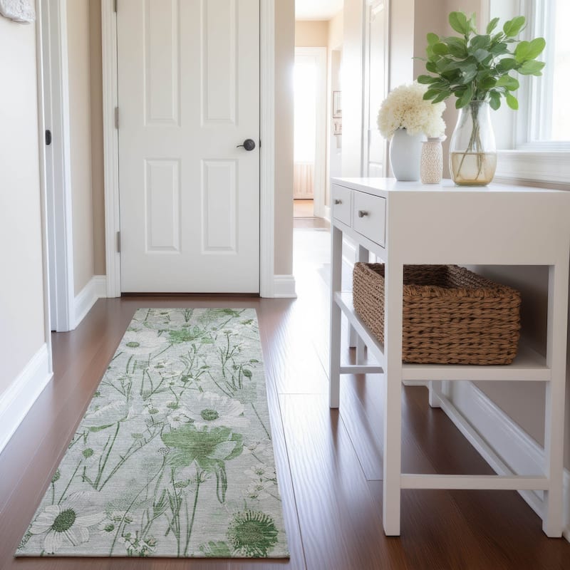 Premium Washable Super Soft Floral Mayfield Rug - Mint - 2'3" x 7'6"
