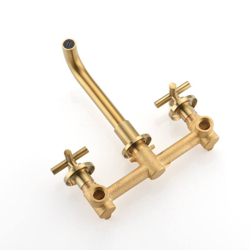 Modern Wall Mounted Bathroom Sink Faucet with Cross Design Handle, Rust and Corrosion Resistant, Anti Fingerprint