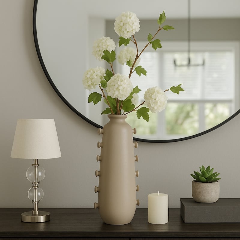 Unique Artistic Table Vase with Side Detailing - Tan