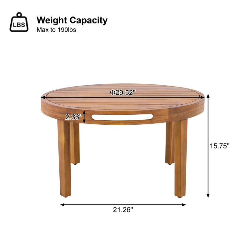 Christopher Knight Home - Outdoor Acacia Wood Loveseat and Coffee Table Set with Handwoven Rope - Loveseat + Table
